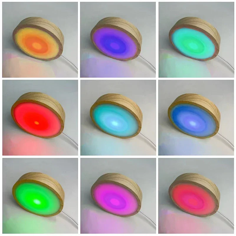 6/8/10CM LED Night Light with Wood Base DIY Resin Wine Bottle Decor Table Lamp Glass 3D Decorative Ball Acrylic Decoration