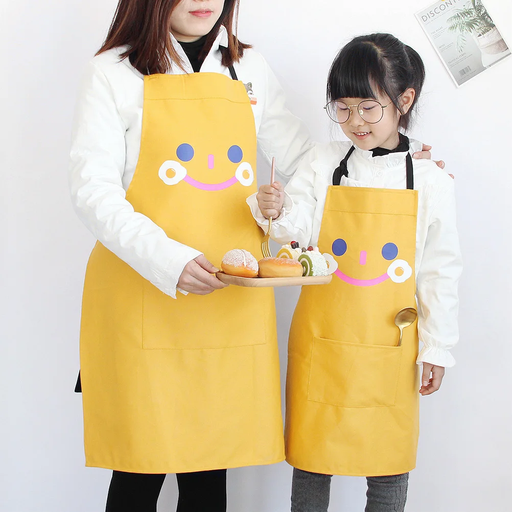 

Parent-child Apron Protection Kitchen Water Proof Adjustable Bib Big Eyes Pattern
