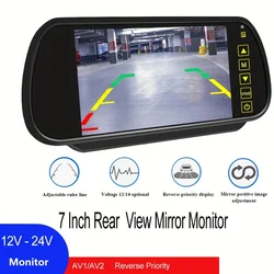 7In Car LCD Mirror Monitor Vehicle Parking Screen 2 AV Input Auto Display Assistance Used for Rear View Backup Camera