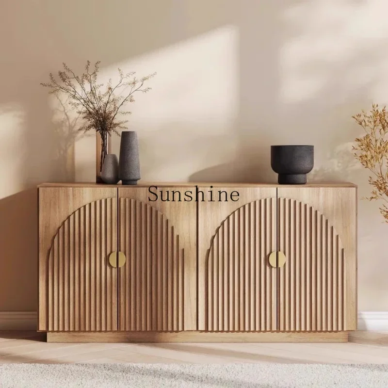 

French solid wood dining side antique vertical cabinet dining room wall storage living room entrance