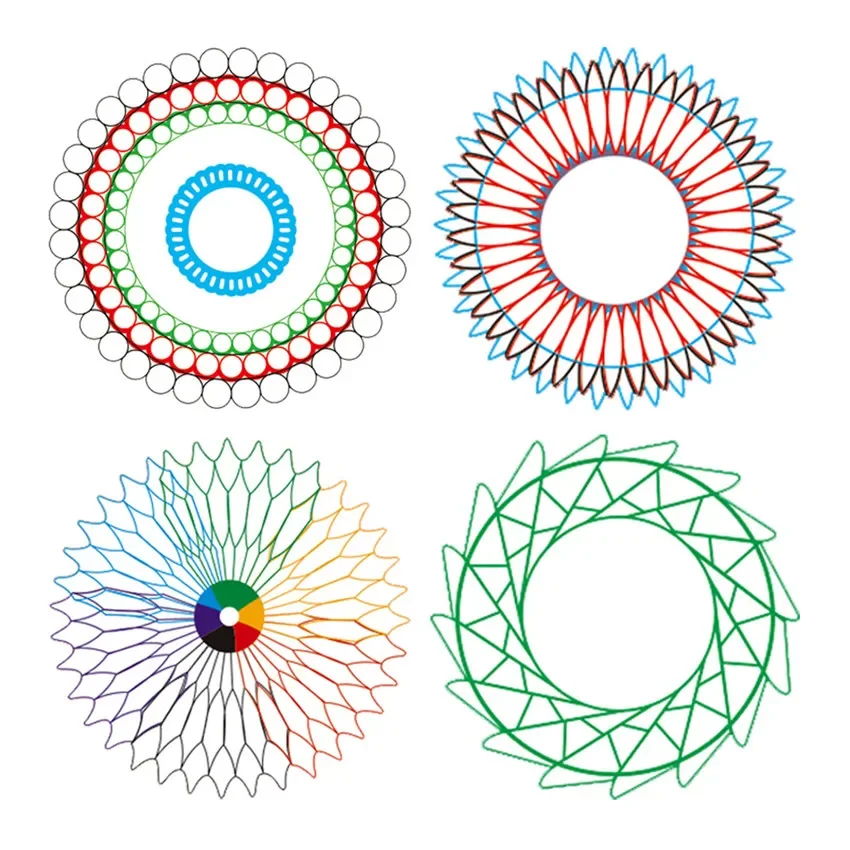 27Pcs Spirograph Drawing Toys Set Montessori Toys Interlocking Gears Wheels with Pens Spiral Design Painting Geometric Ruler Toy