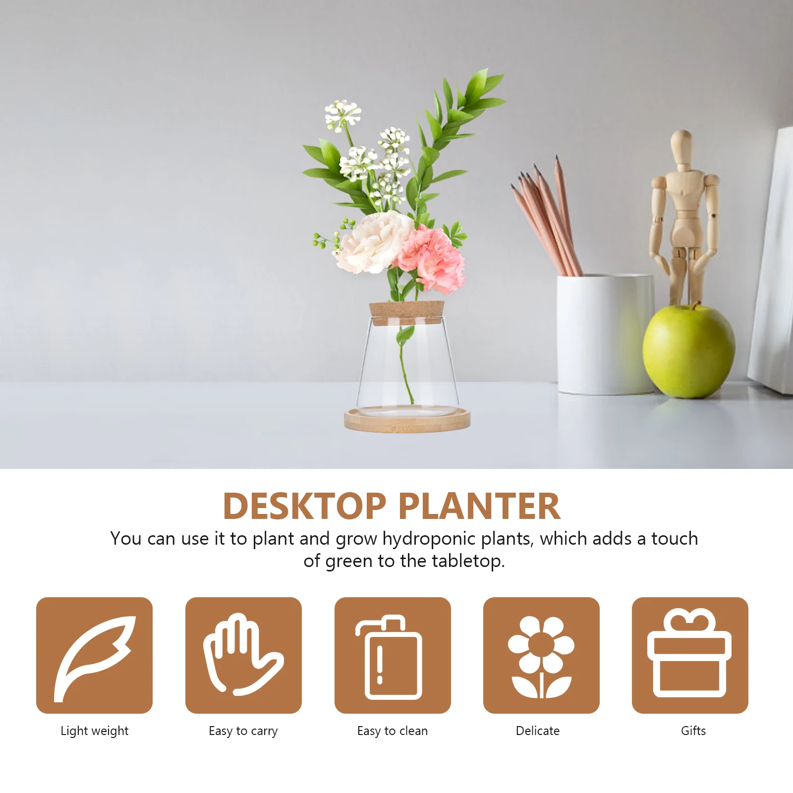 

Vase Hydroponic Glass Vase Planter Bottle Flower Container Glass Planter Gardening St Home Office Decor