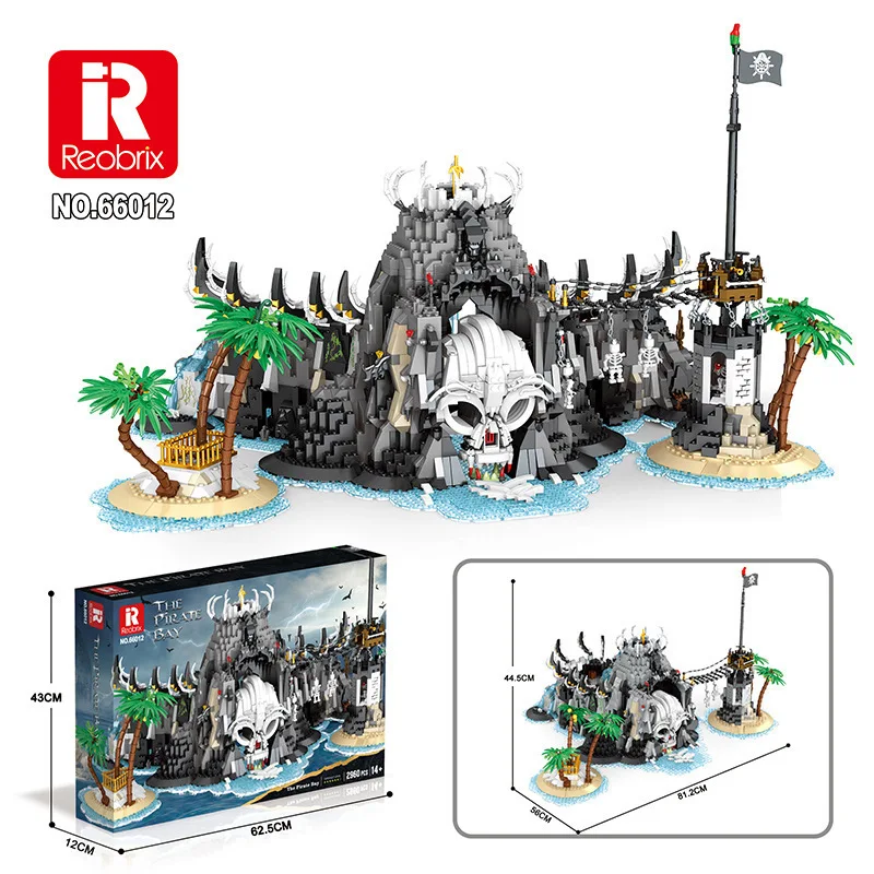 Reobrix 66012 The Pirate Bay Model Modular Building Street View Series DIY Toys Building Blocks Boy Christmas Gift 2960Pcs