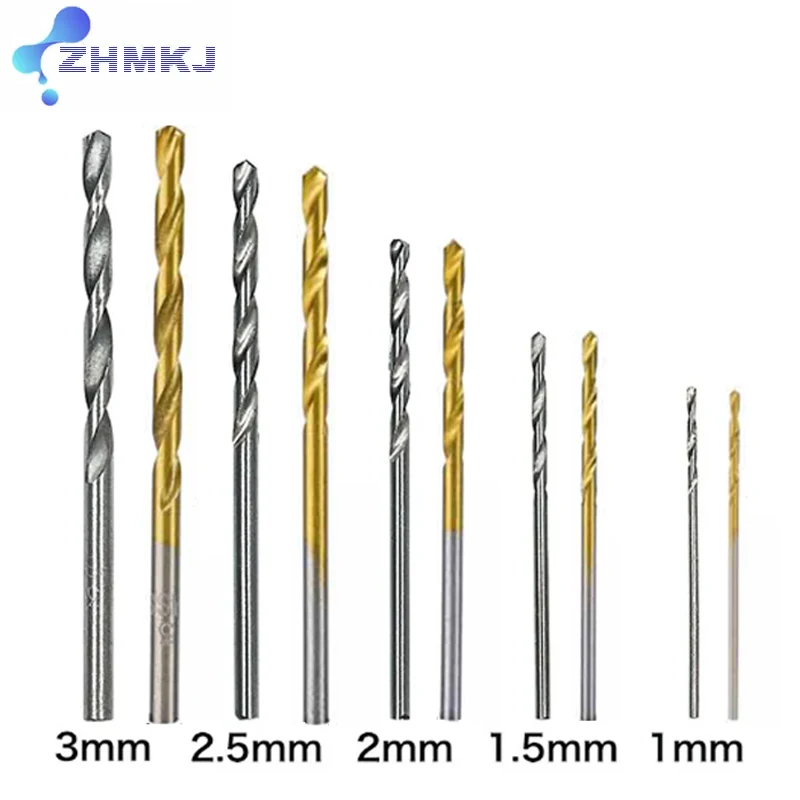 Titanium Plated HSS Twist Drill Set DIY Woodworking Drilling and Opening Tool 1-3mm Small Drill Bit Electric Drill Drilling Set