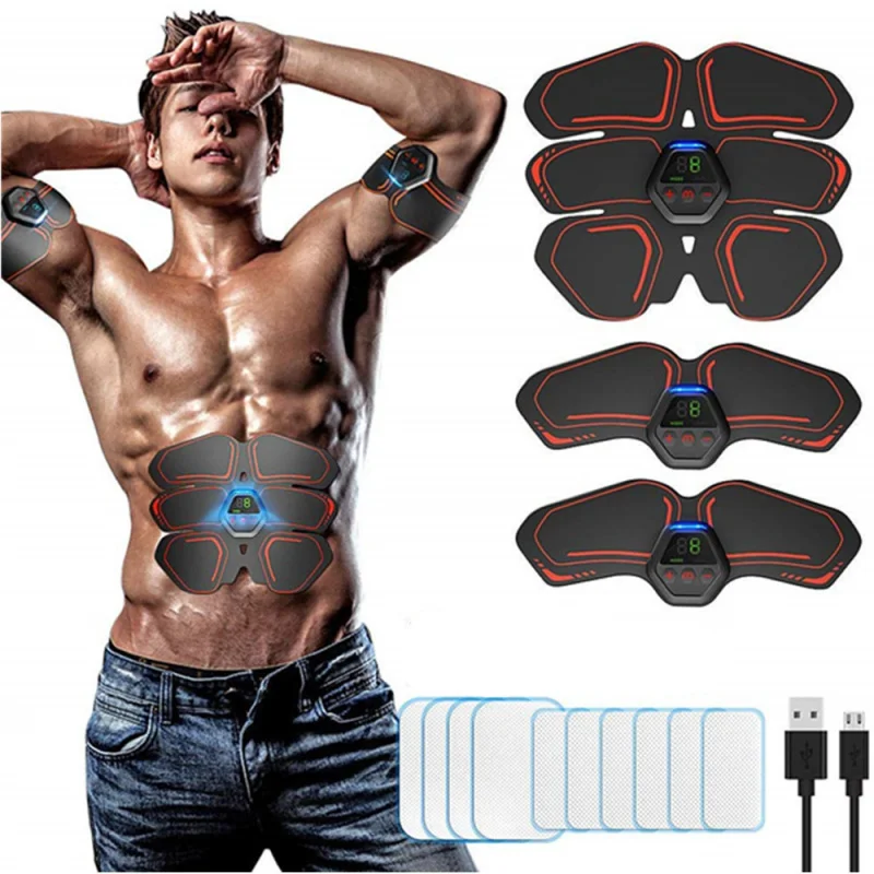 

New Rechargeable EMS Muscle Patch With Digital Display Lazy Fitness Exercise Abdominal Trainer
