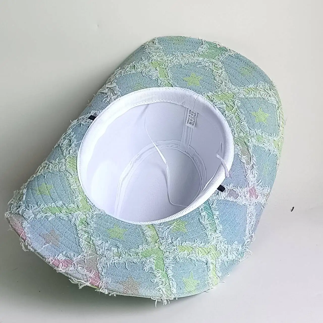 Frayed Star Print Denim Western Cowgirl Hat Vintage Distressed Fringe Wide Brim Cowboy Hat Y2K Pastel Color Outdoor Festival Vac 6