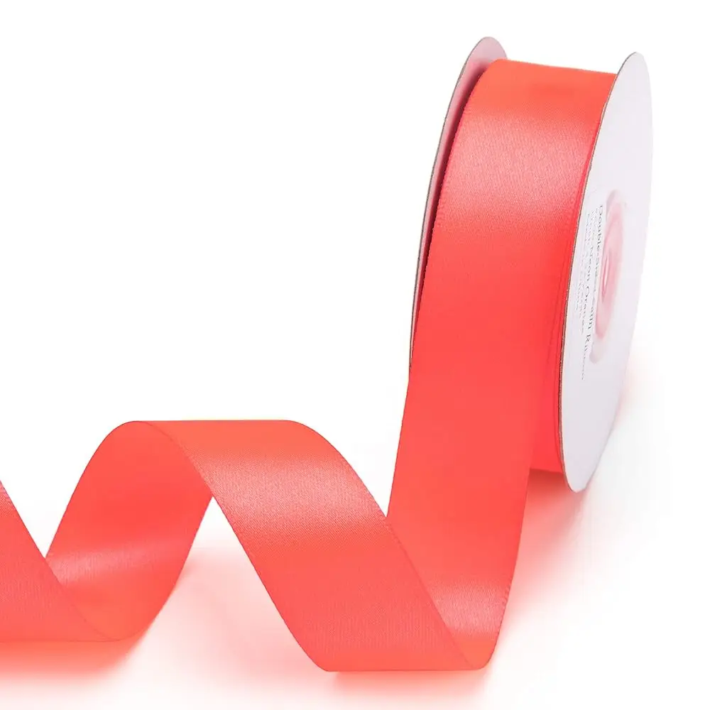 

Двусторонняя атласная лента 2,5 см x 22,8 м, однотонная полиэстеровая лента для упаковки подарков, украшения волос, бантов, детских праздников