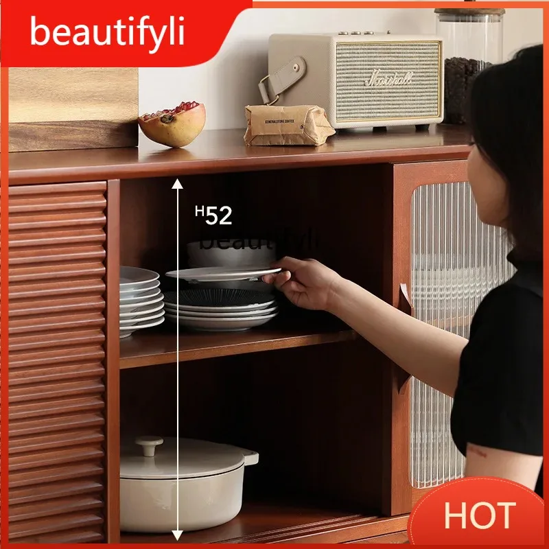A139 Sideboard Cabinet Solid Wood Vintage Tea Cabinet Nordic Storage Display  Kitchen Bowl Cabinet