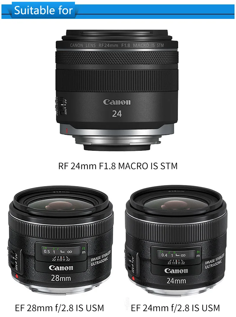 10 шт. EW-65B крышка объектива камеры EW65B для Canon EOSR R5 R6 R7 R8 R10 R50 RF 24 мм F1.8 MACRO IS STM 52 мм фильтр-объектив