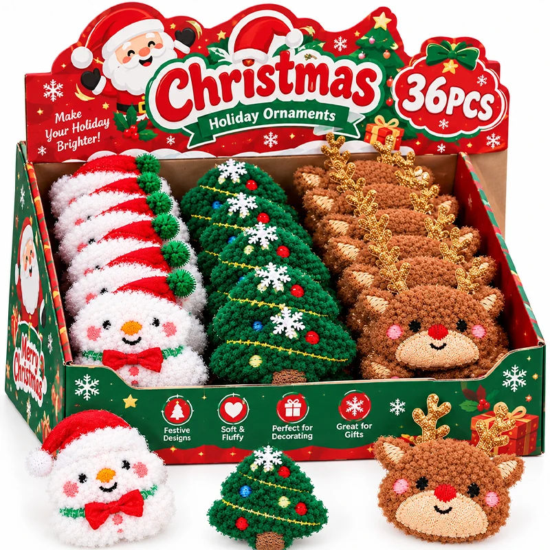 Garden Gloves - 36/6Pcs Christmas Plush Brooch Set Cartoon