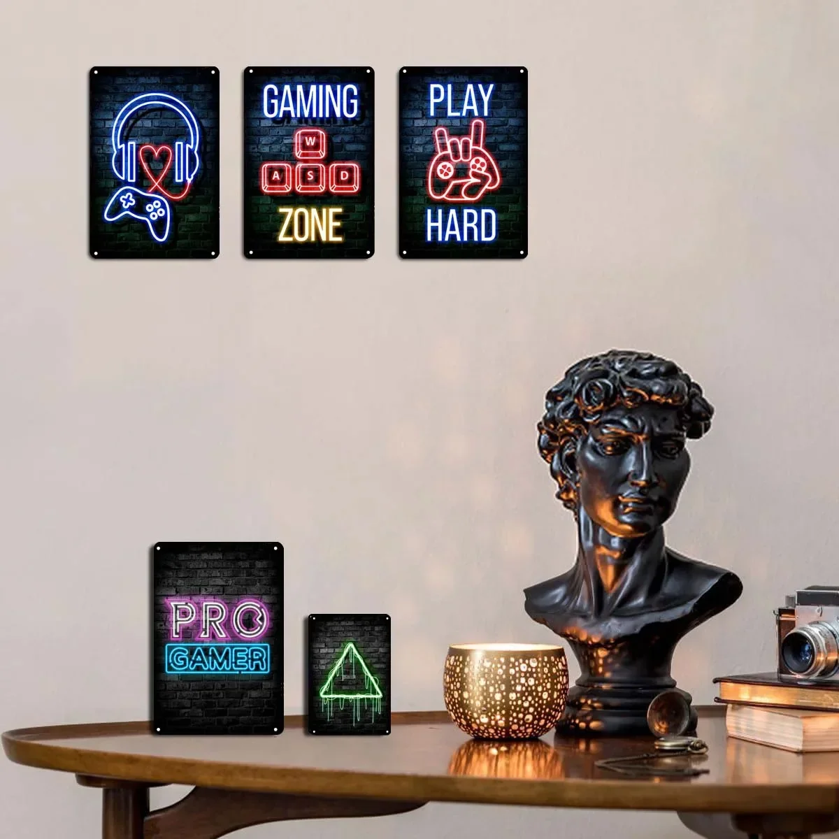 Neon Sign Metal Wall Art Mural Gaming Gamer Game Chill Decoration for Home Decor Items Tin Plate Garden Decorations Poster Room