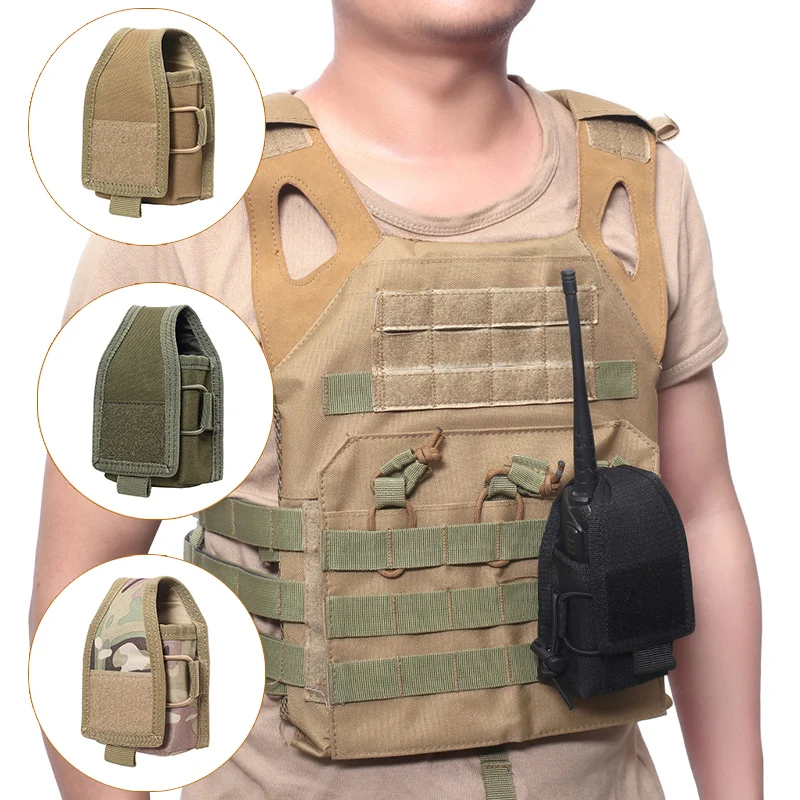 Tactical Walkie Talkie Carry Bag Molle Radio Pouch Holder Pocket Portable Outdoor Hunting Sports Waist Bag Interphone Holster