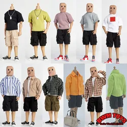 1/12 Scale Fashion Loose Vest T Shirt Casual Shirt Multi-pocket Cargo Shorts Clothes Set Model for 6 inches Male Action Figure