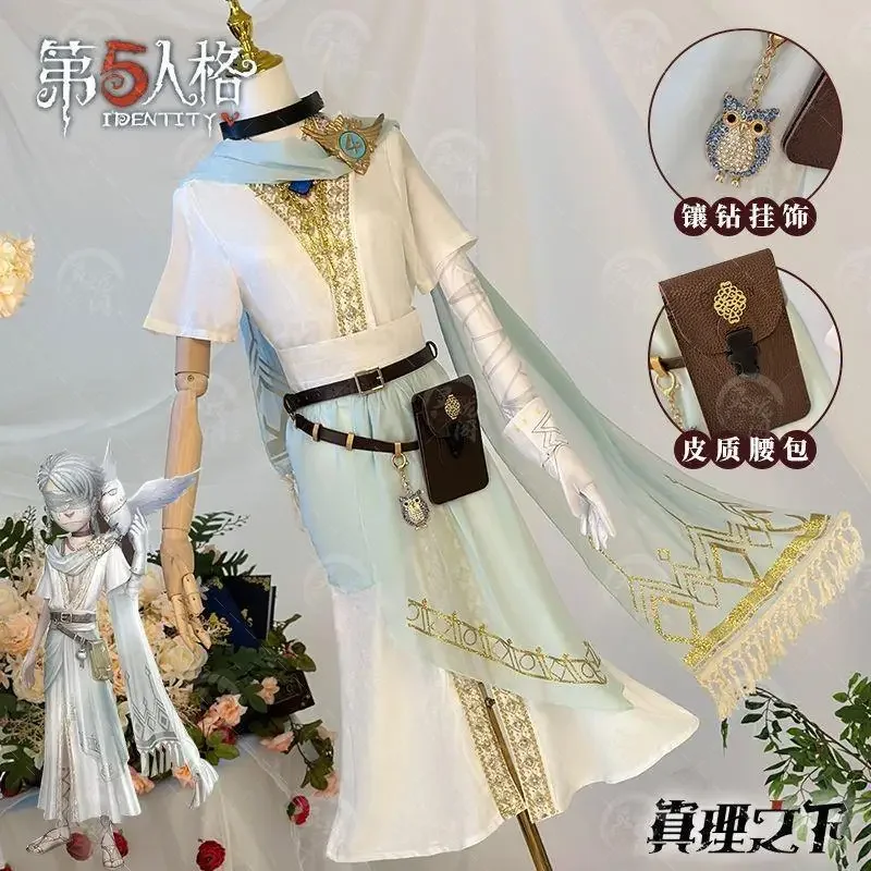 Game Identity V Seer Eli Clark Cosplay Costume White Suit Eli Clark Wig Party Outfits Gorgeous Uniform Halloween Party RolePlay