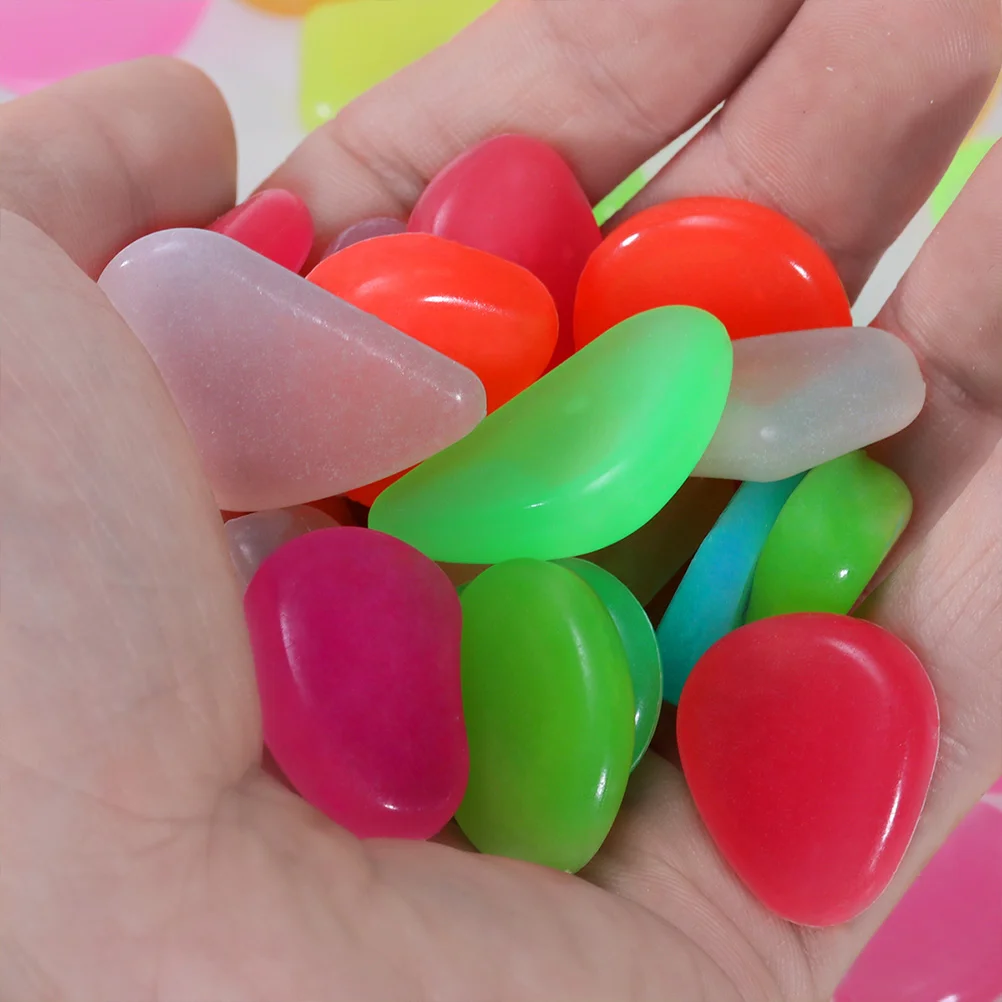 

400 Pcs Luminous Pebbles Aquarium Stone Fish Tank Home Decor Outdoor Gravel Resin Garden Rocks