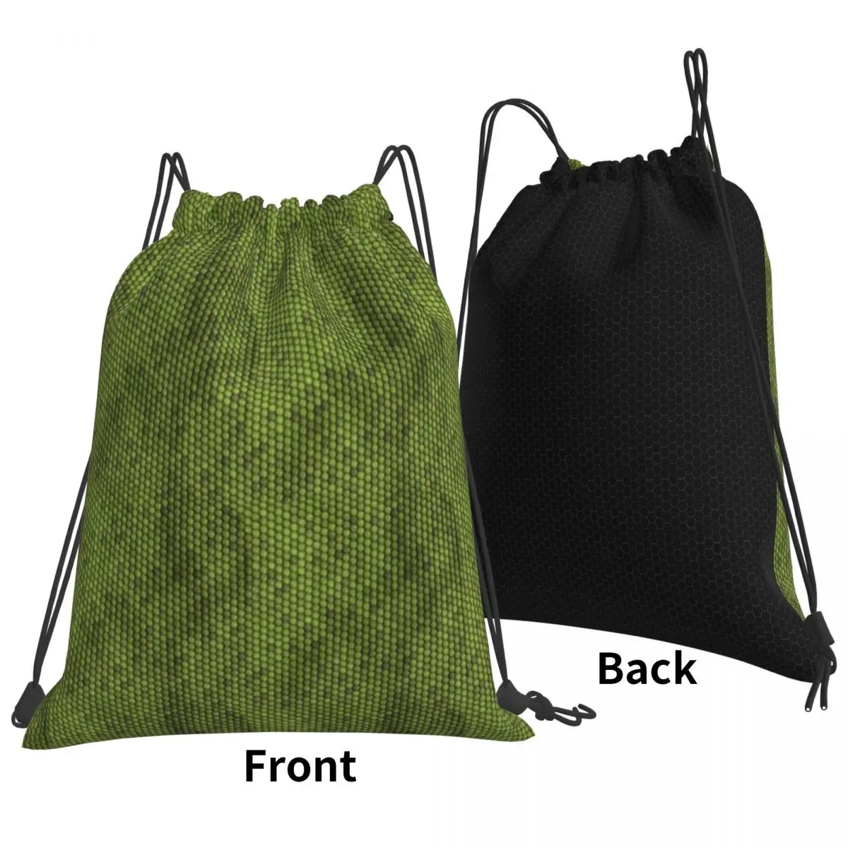 

Green Lizard Skin Pattern Design Backpacks Fashion Drawstring Bundle Pocket Sports Bag Book Bags for Man Woman School