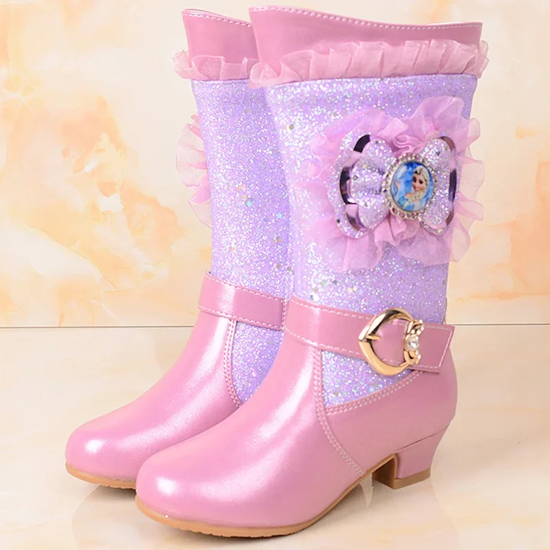 Disney meninas dos desenhos animados bota congelada elsa princesa moda botas sapatos infantis