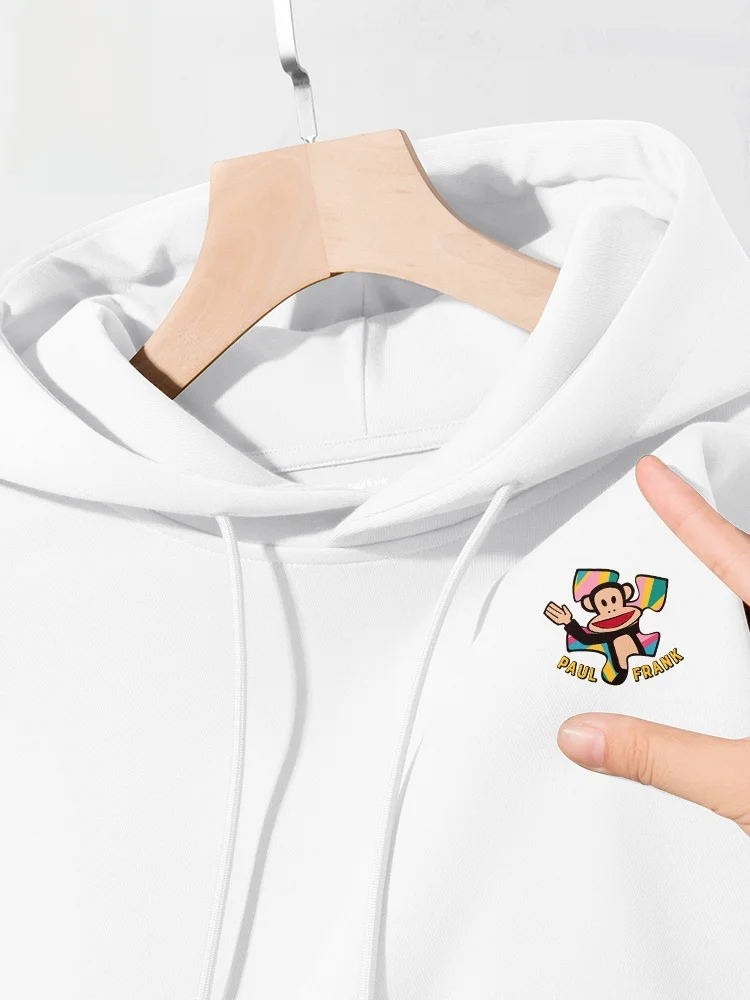 

Классическая белая толстовка с капюшоном для мужчин, свободного кроя, осенняя новинка, молодежная модная толстовка с принтом обезьяны, повседневная, из хлопка и полиэстера