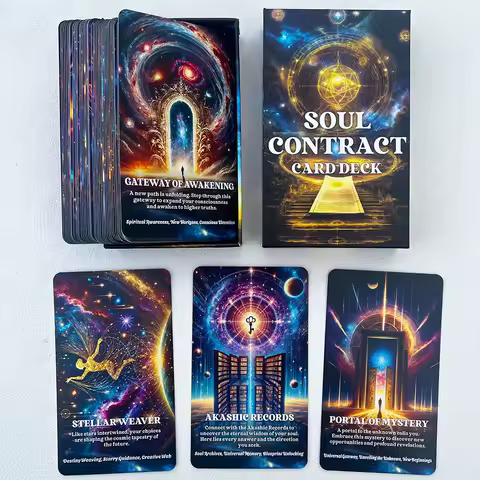 Soul Contract Oracle Cards, Spirit Messages Card Deck, Soul Tarot Deck, Mysterious Information Cards，Fortune Telling, 56-Cards