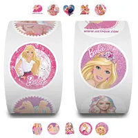 500PCS Anime Barbie Stickers Kawaii Princess Charizard Round Seal Stickers Rolls Stickers Graffiti Luggage Sticker Girls Toys