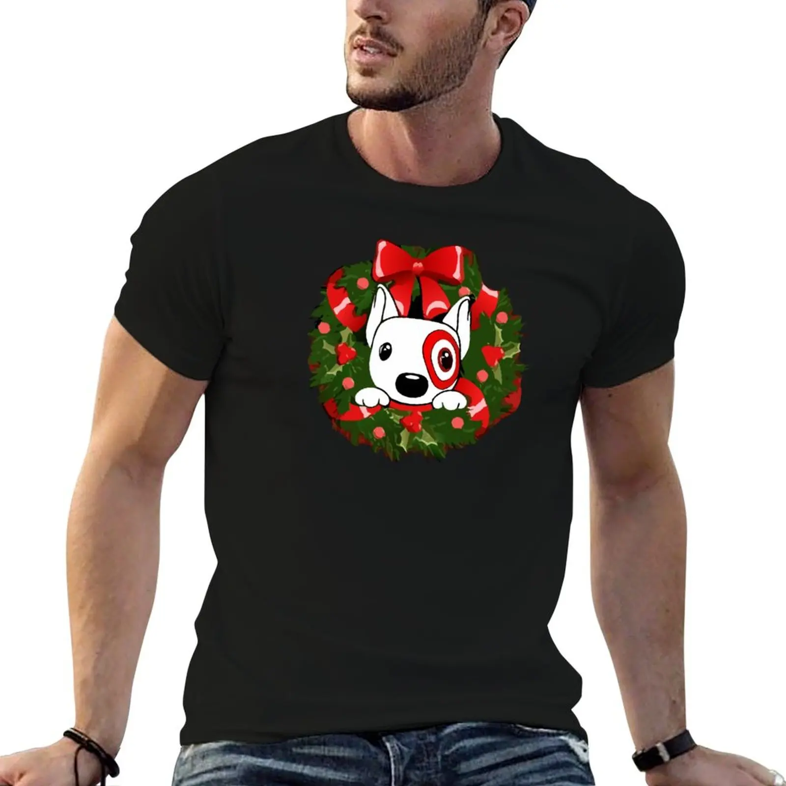 

Merry Christmas Bullseye Dog Team Member Fitted Scoop T-Shirt man clothes heavyweights Men's t shirts