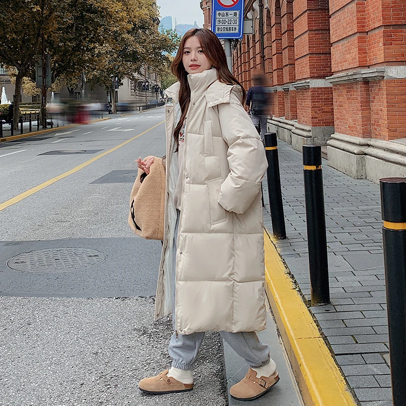 Korean Version Medium Length Version Thickened Loose Fashionable Harajuku Style Student Down Cotton Bread Jacket Autumn Winter