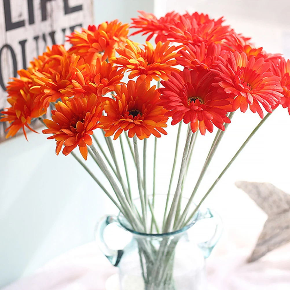 

10pcs Artificial Sunflowers Daisy SilkGerbera Realistic Flowers Decor Living Room Bedroom Office Party Valentine