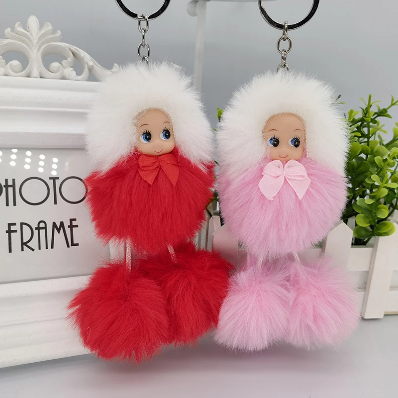 15CM New Hanging Feet Sleep Doll Pendant Bag Charm Princess Girl Fur Ball Doll Keychain Toys Children Surprise Birthday Gifts