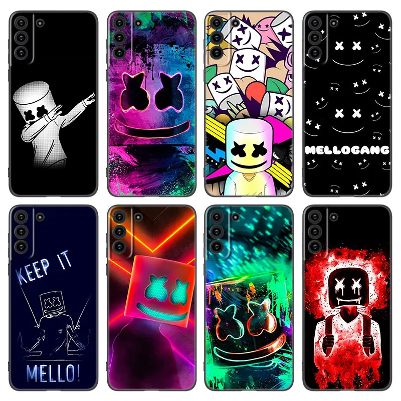 DJ Marshmallow Black Silicone Phone Case For Samsung Galaxy S20 S23 FE S21 S22 S24 Plus Ultra