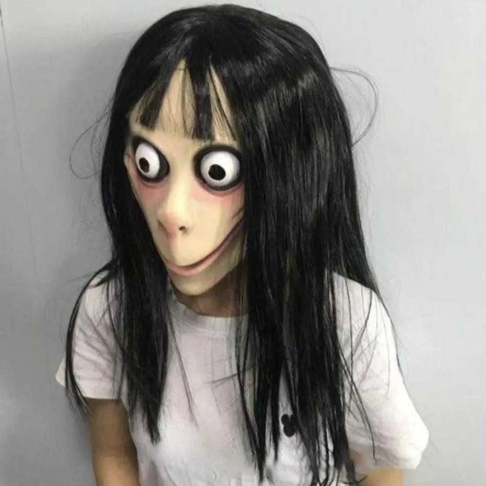 

Stage Performance Props Cosplay Halloween Ghost Mask Scary Headgear Wig Momo Scary Mask Spooky Realistic Latex MoMo Maske Women