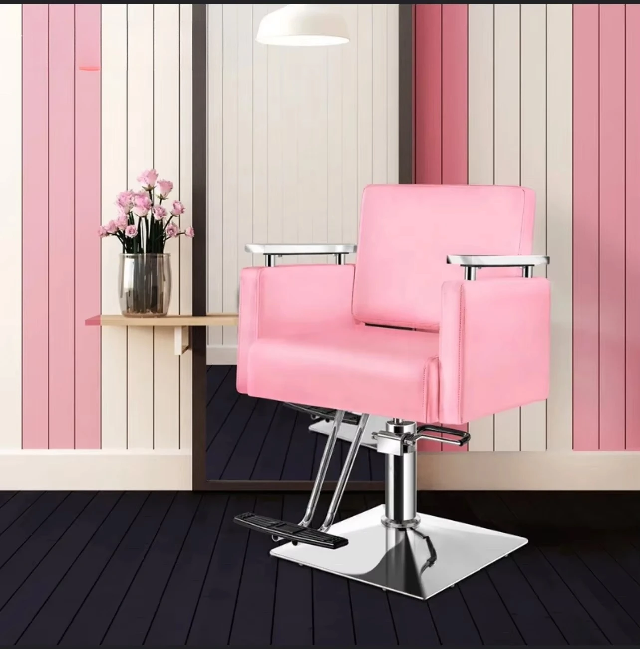 

Розовое женское парикмахерское кресло для парикмахерских, супер женские парикмахерские кресла с подлокотником из нержавеющей стали, горячая распродажа, кресло для салона красоты