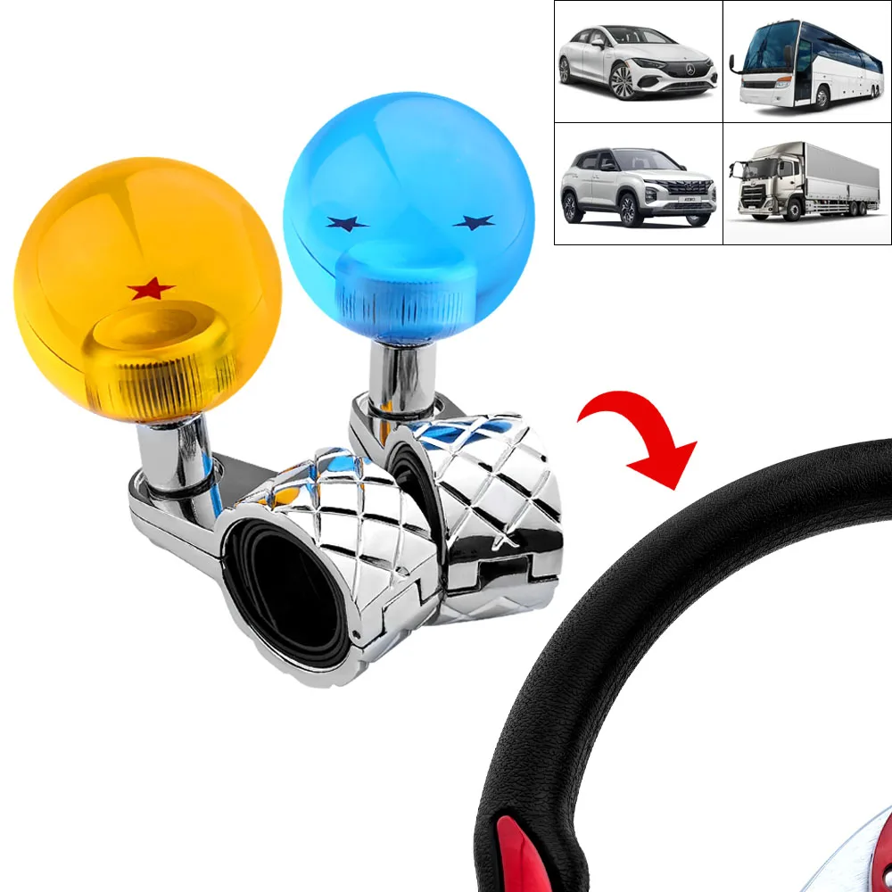 Universal Acrylic Diamond Steering Wheel Spinner Knob Power Assist Booster Ball Handle for Car Truck Interior Mod Accessories