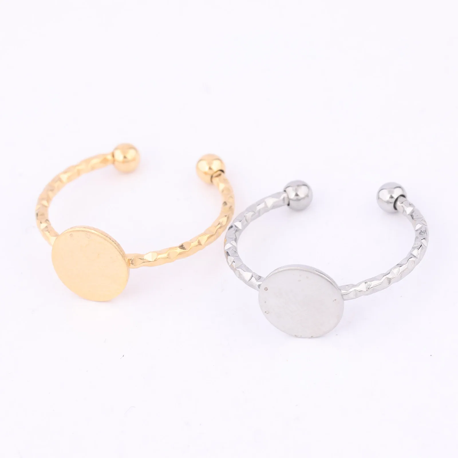 10 Stück 8 mm Scheibenring-Basisrohlinge, verstellbar, Edelstahl, vergoldet, Lünettenfassungen für Fingerring, Schmuckherstellung, Zubehör