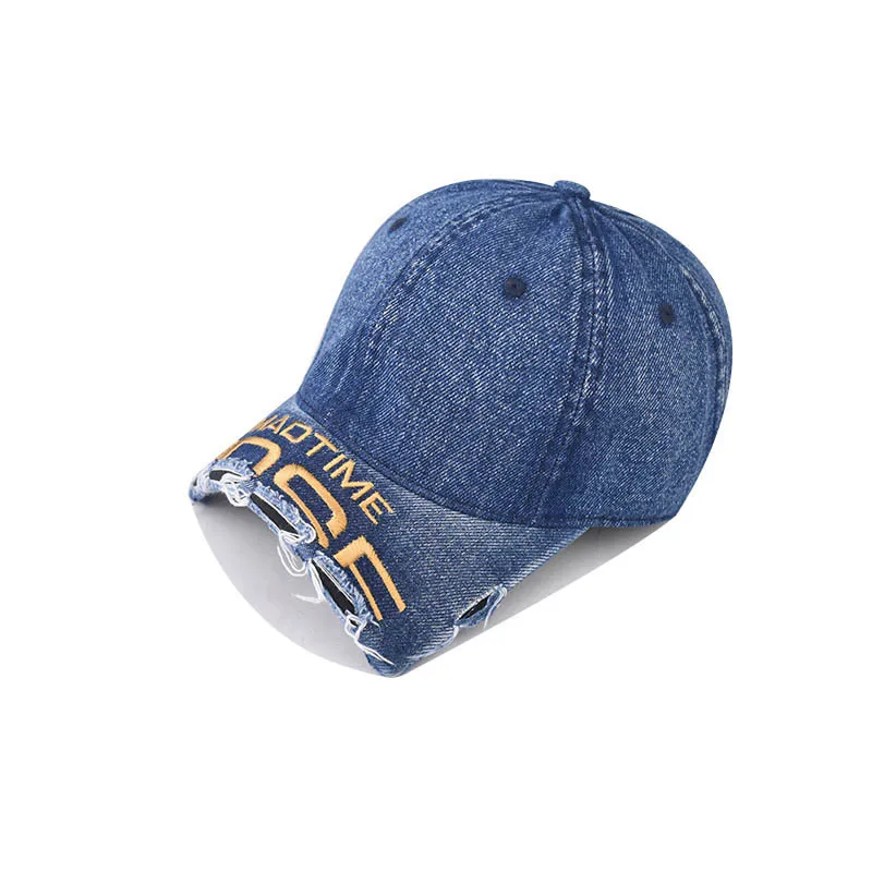 

New Washed Denim Vintage Distressed Baseball Outdoor Personality Short Brim Embroidered Washed Cotton Golf Dad Hat
