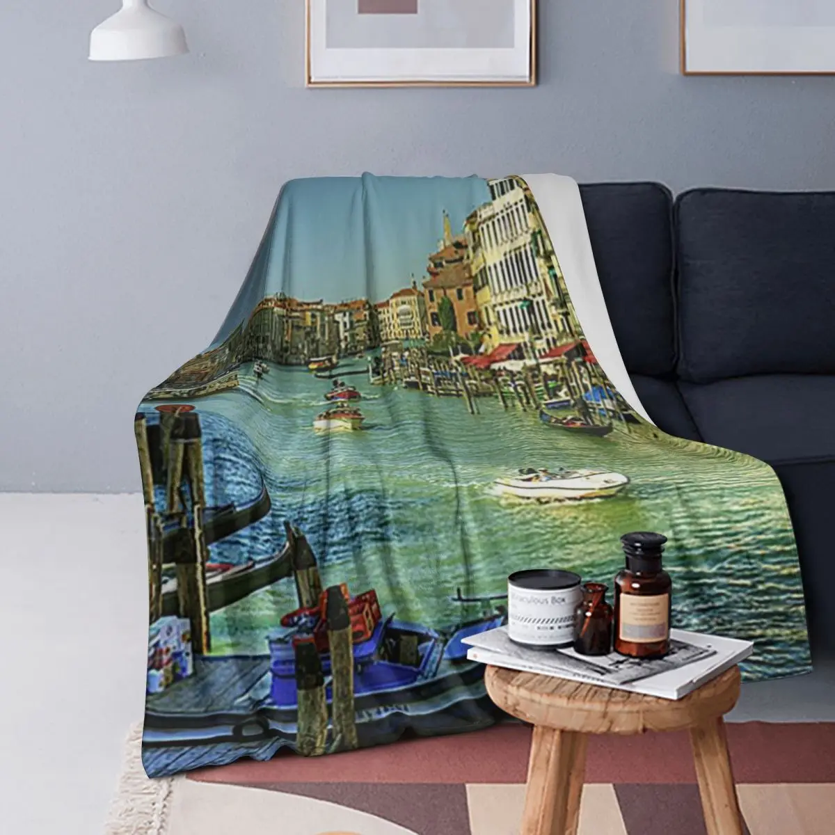 

Venice Grand Canal Blankets Soft Warm Flannel Throw Blanket Bedspread for Bed Living room Picnic Travel Home Couch