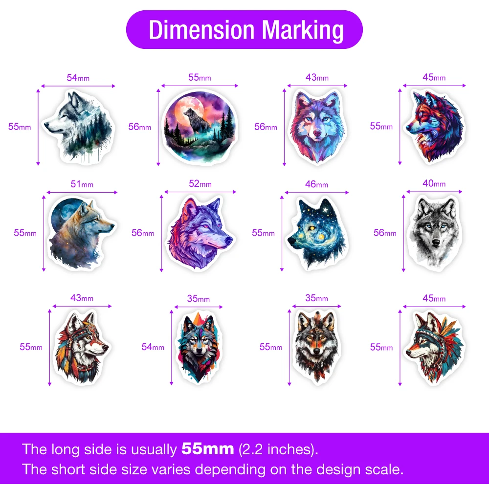 Autocollants d'art de loup esthétique, décalcomanie imperméable pour scrapbooking, journal indésirable, journaux, ordinateur portable, bagages, décoration HI, jouets cadeaux de bricolage