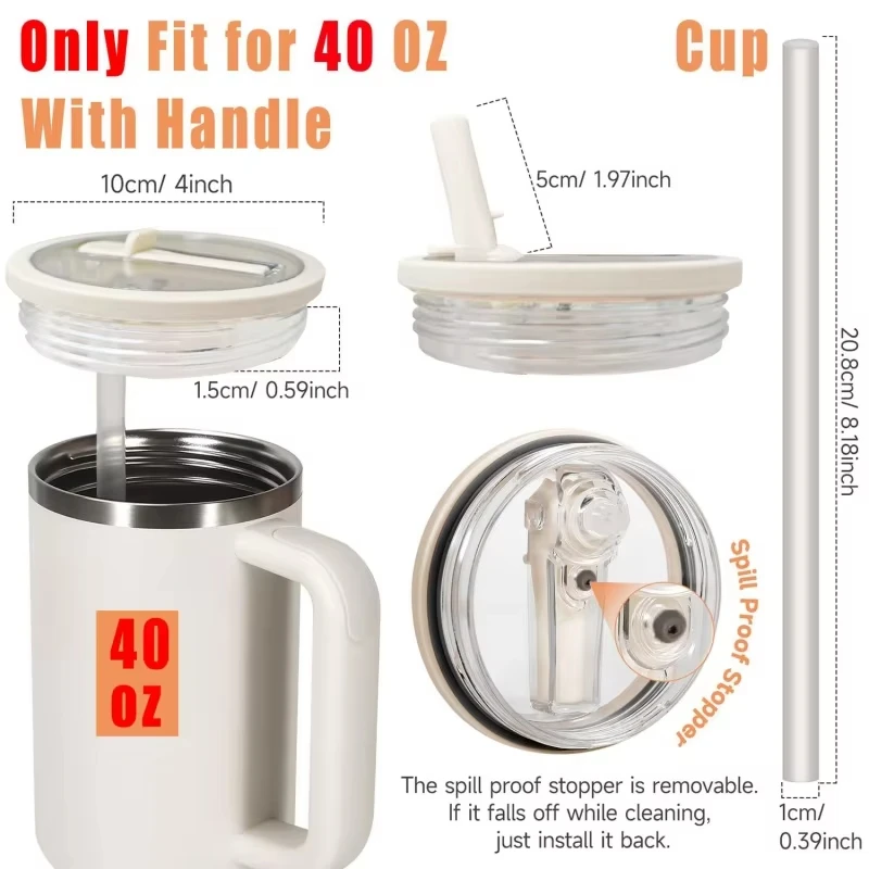 40oz Lid for Stanley Flip Straw Leak Proof Spill-proof Cup Cover Tumbler Lid Replacement for Stanley Cup Accessories Straw Cover