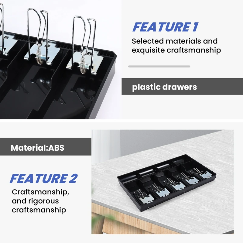 5-Grid Money Cash Coin Register Insert Tray Replacement Cashier Drawer Storage Register Tray Box Classify Store