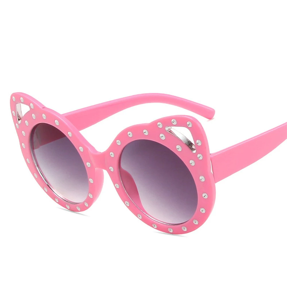 New Children's Cat Ear Round Sunglasses Girls' Cartoon Fashion Sun Glasses Cute Baby Outdoor Sunshade Eyewear UV400 Gafas De Sol