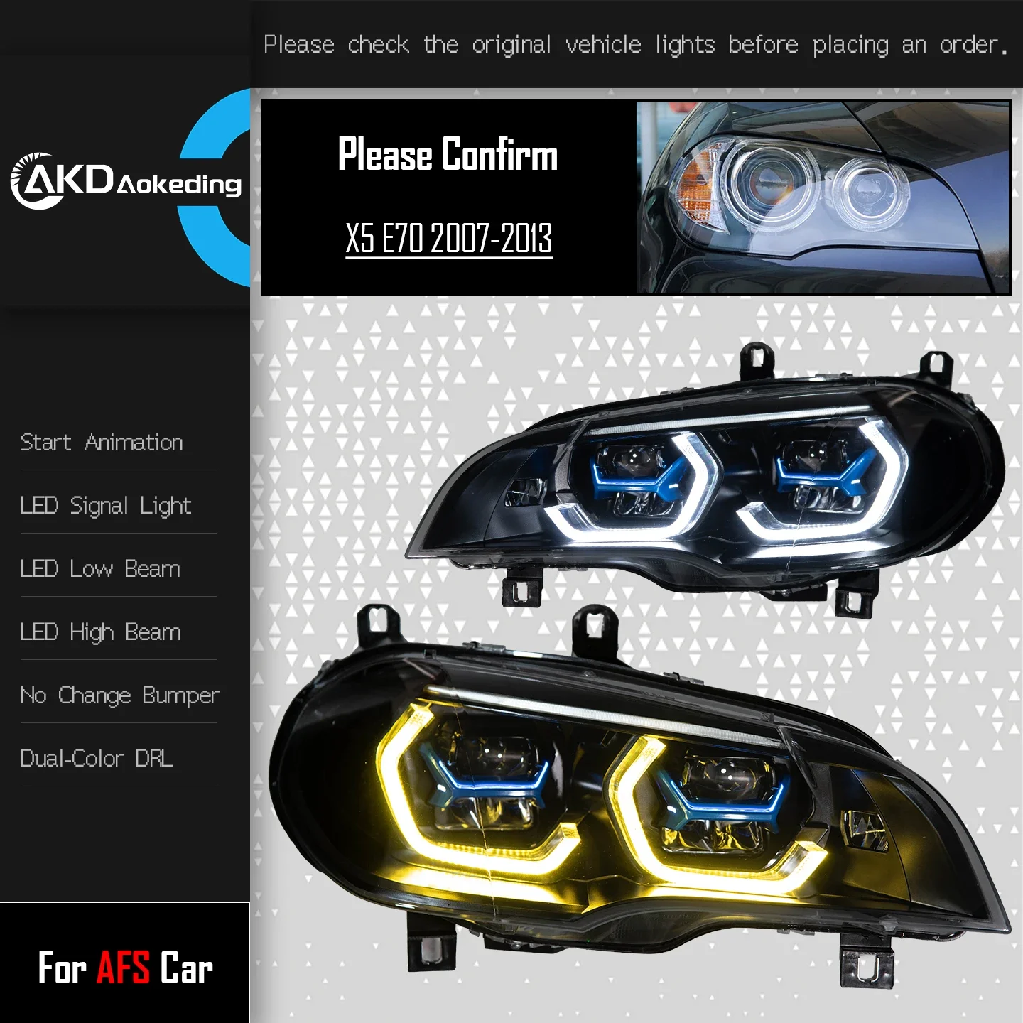 KQX KQX Autostyling koplamp voor BMW X5 koplampen 2007-2013 E70 LED koplamp Angel Eye DRL signaallamp HID auto-accessoires