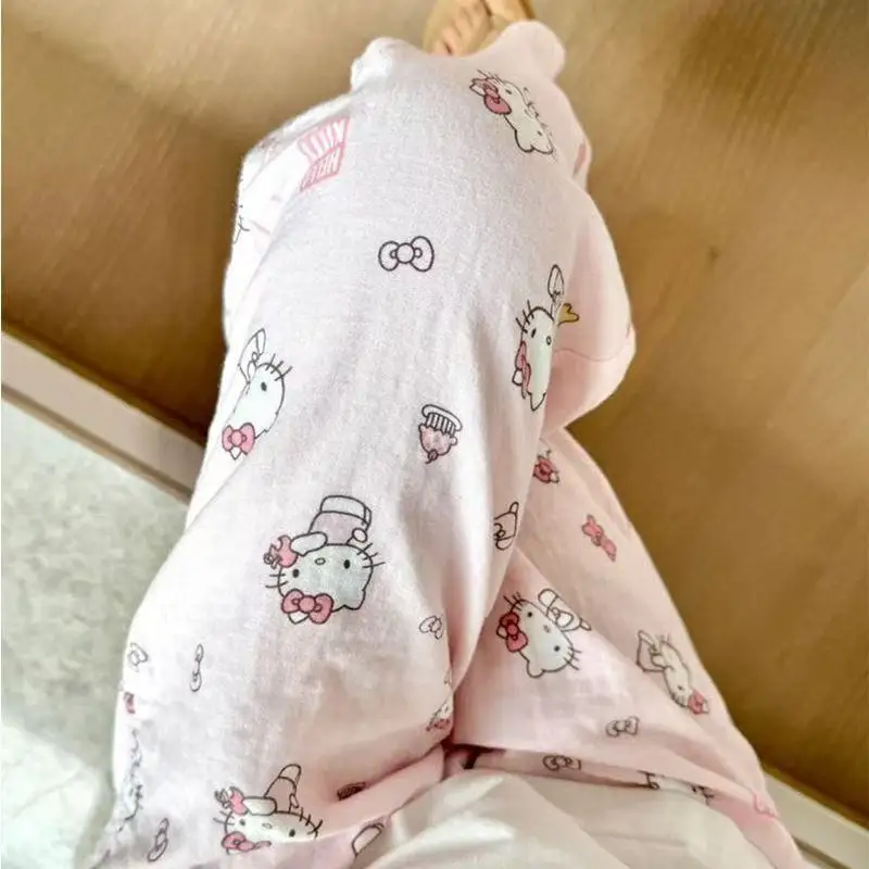 

Cute Hello Kitty Pure Cotton Pajama Pants Long/Short Pants Wide Kawaii Kitty Leg Pants Girls Summer Thin High Waist Casual Trous