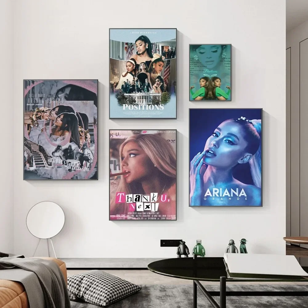 1PC Music Ariana Grande Singer Retro Print Poster Paper Waterproof HD Sticker Bedroom Entrance Home Living Room Bar Wall Decor