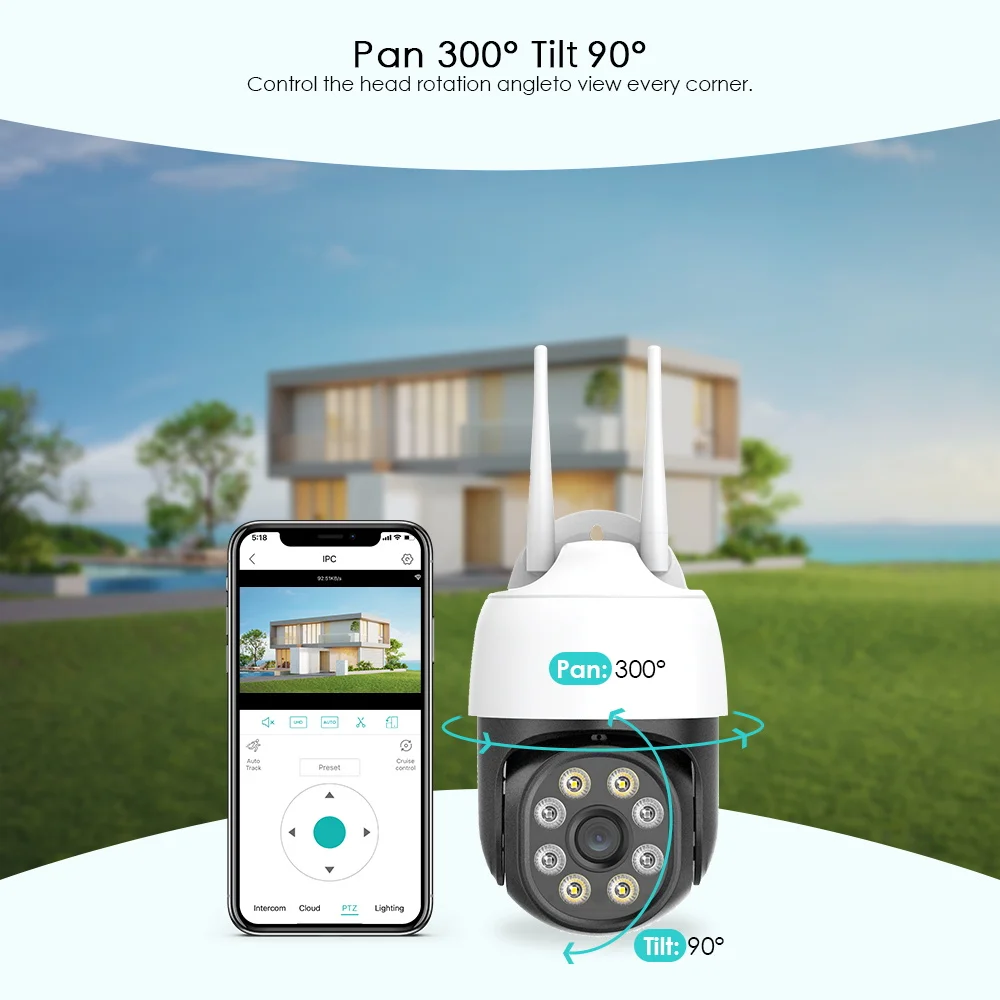 Anbiux 3MP Ptz Ip Camera Outdoor Auto Tracking Twee Weg Audio Draadloze Camera Externe Wifi Security Camera Video Surveillance