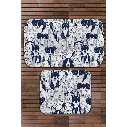 Bouquet Home 2'li Dogs Suit Bath Mats and Toilet Seat Pad