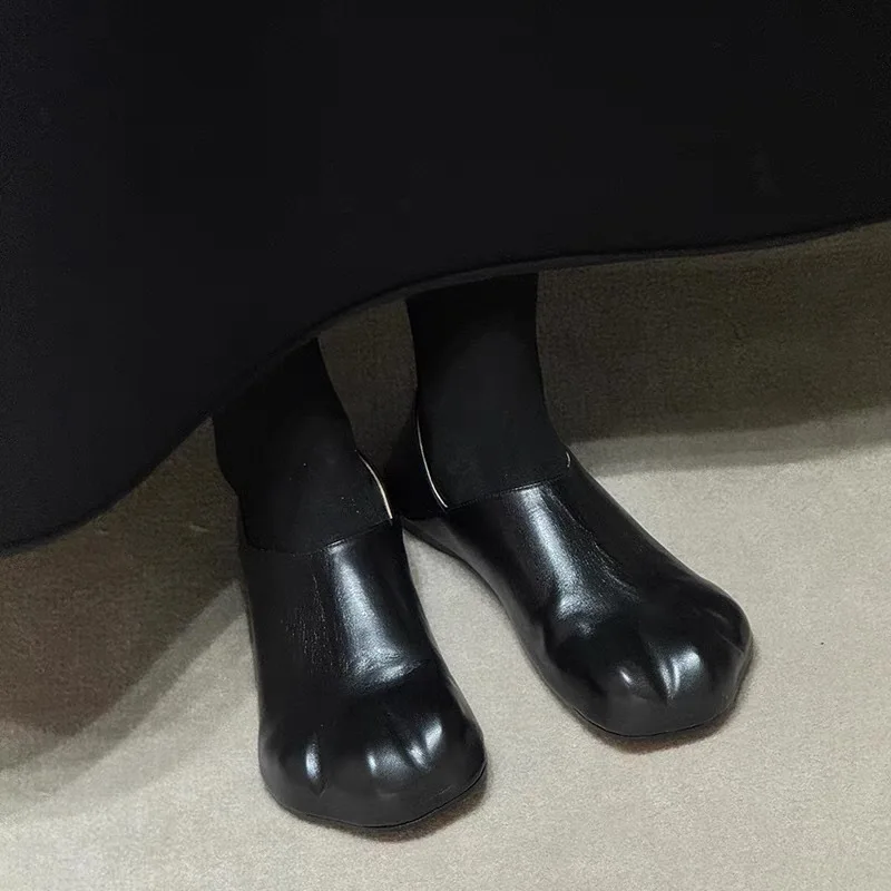 Round Toe Shoes Women Soft Casual Female Sneakers Flats Shallow Mouth Dress Rubber Mary Janes Rome PU Lace-Up Leisure Flock