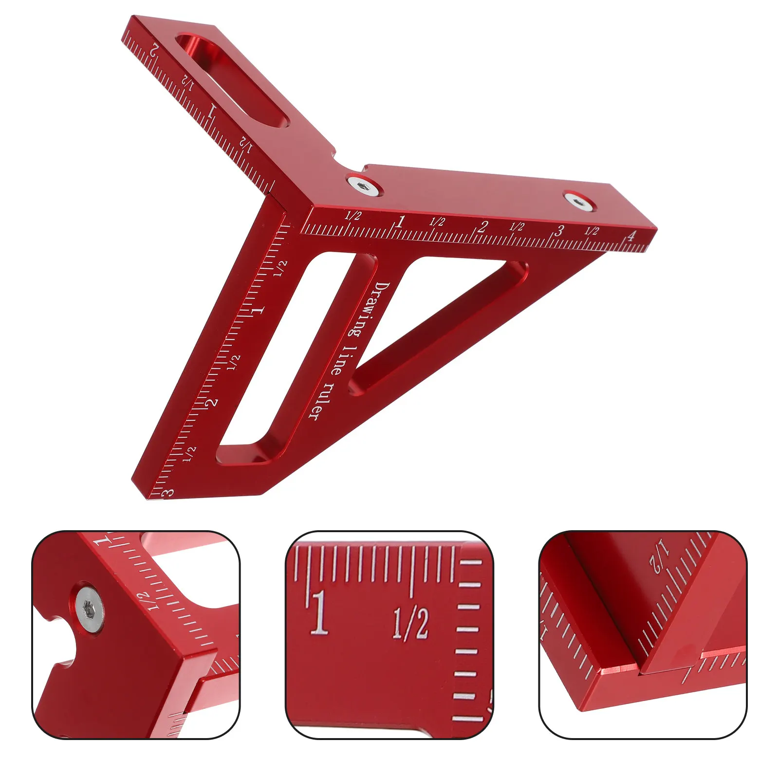 Triangle 45 90 Degree Carpenter Ruler Multi Angle Measuring Tool Woodworking Square Metal Durable Aluminum Alloy