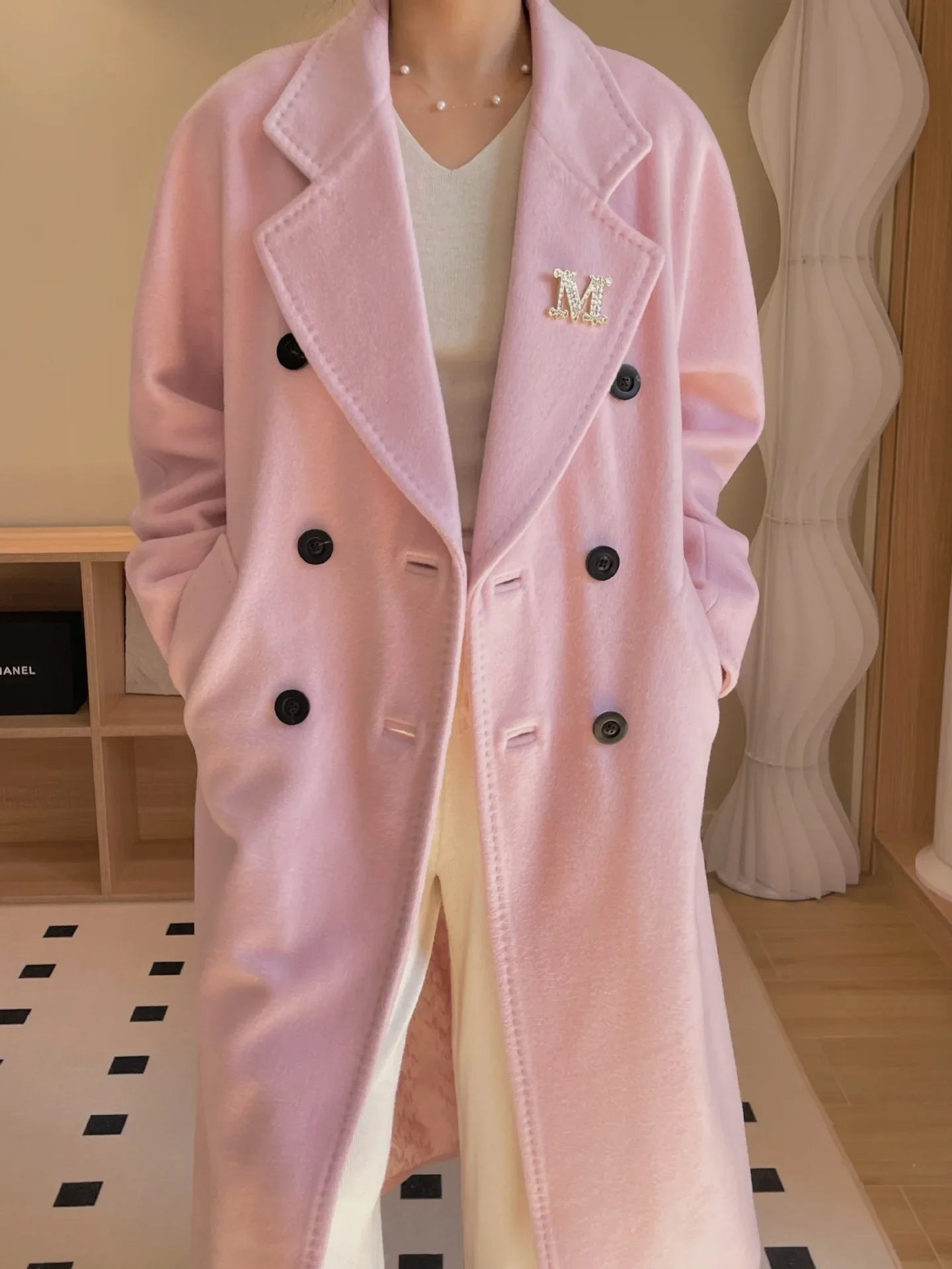 101801 Classic Camel Cashmere Coat 101801 Autumn And Winter New Woolen Mid-length Wool Coat