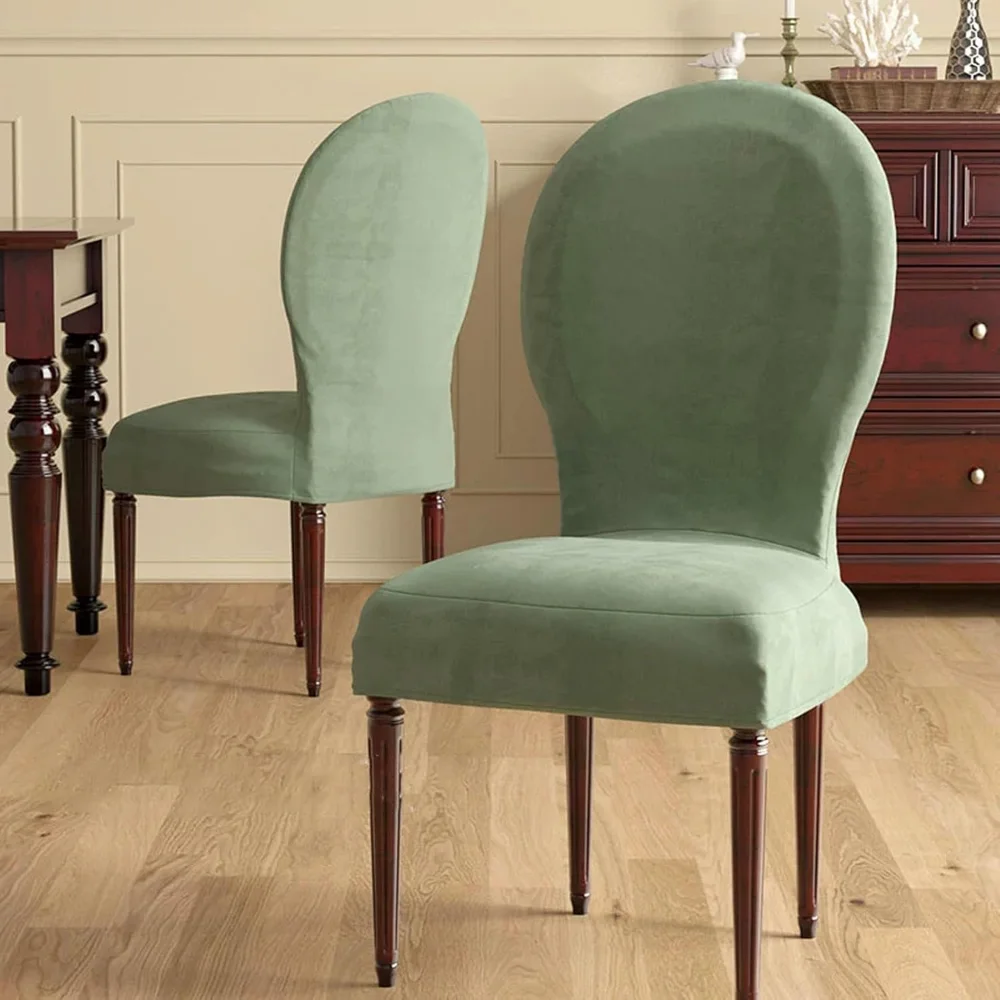 

Round Back Dining Chairs Slipcovers, High End Velvet Curved Back Dining Chair Cover, Set of 2/4/6 Dining Room Chairs