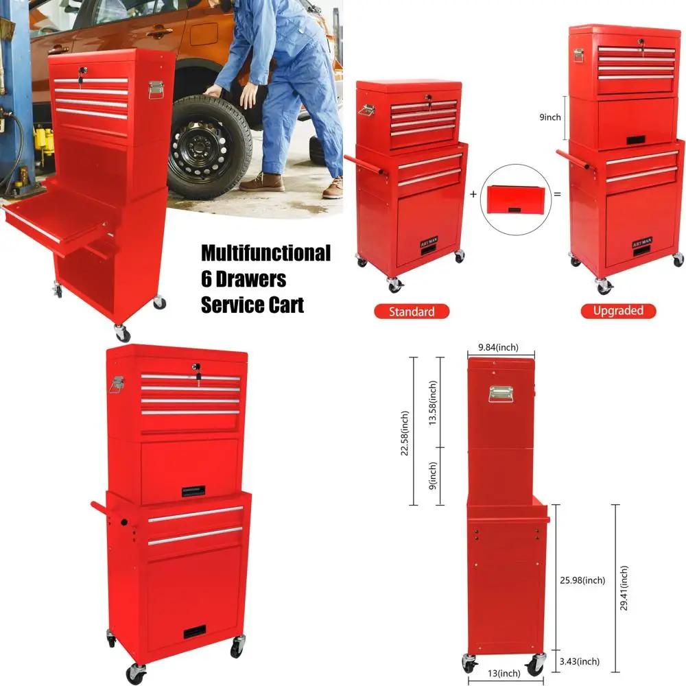 

6-Drawer Mobile Lockable Tool Cabinet with Wheels