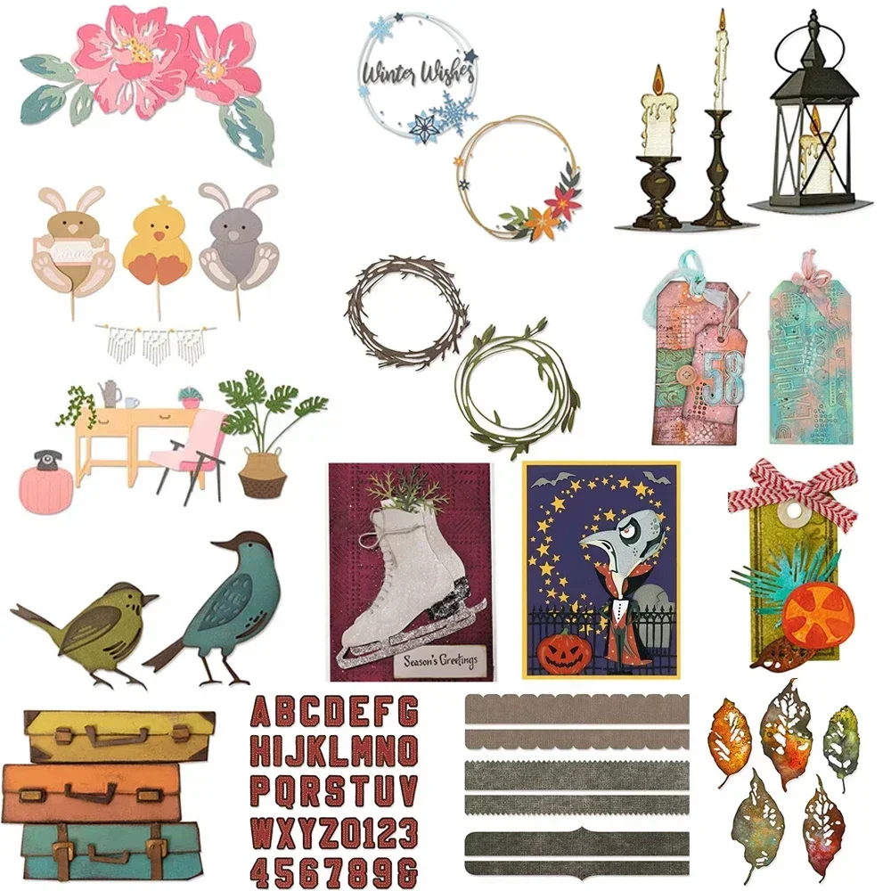 Kranz Floral Ahornblatt Vogel Alphabete Metall Stanzformen Tier Kuchen Kerzenlicht gestanzten für DIY Scrapbooking Karte Handwerk machen